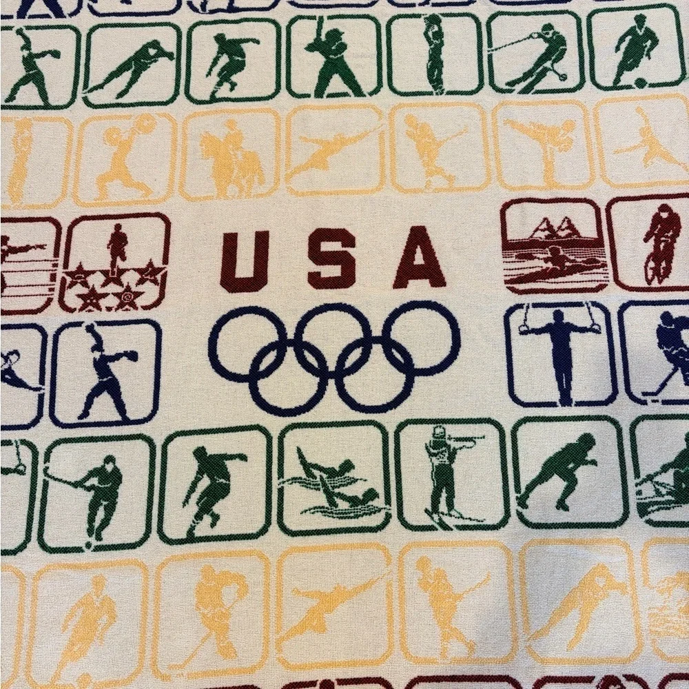 Vintage USA Olympics Knit Woven Multicolor Throw Blanket VERY RARE